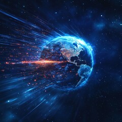 Earth in Space: A Dynamic Visualization of Global Connectivity and Data Transfer Through a Network.