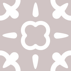 Minimalistic geometric floral tile design in soft neutral tones, perfect for backgrounds and textile applications.
