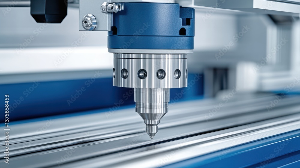 Poster a close-up of a precision cutting tool, showcasing advanced engineering and machinery used in manufa
