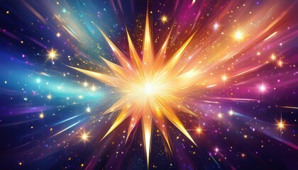 Obraz premium a vibrant starburst with glimmering sparkles adds a touch of magic to any clean backdrop perfect for design projects