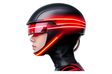 Neon Cyber City Encounter Futuristic Action Scene in Urban Nightscape on Transparent Background