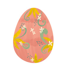 Easter Egg with Flowers, Pink Easter Egg, Happy Easter Egg