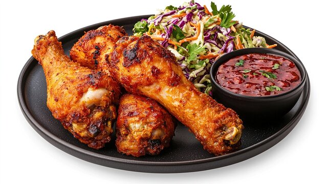 Crispy fried chicken drumsticks gourmet kitchen food photography vibrant setting close-up view flavorful experience
