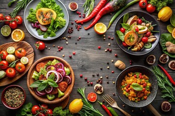 Fototapeta premium Delicious Food Flyers Backgrounds for Restaurant Promotion