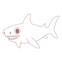 A shark with teeth on a white background.