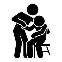 nursing home icon symbol, geriatrics concept, home caregiver, assisted living, elderly care, physical therapy, aging process, isolated flat vector illustration