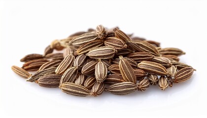 macro cumin caraway seeds line isolated white backgrounds generative ai