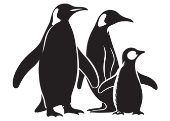 Naklejka premium silhouette vector penguin logo design, penguin logo icon silhouette, ice polar penguin logo silhouette vector, logo design of black penguin icons isolated on white background