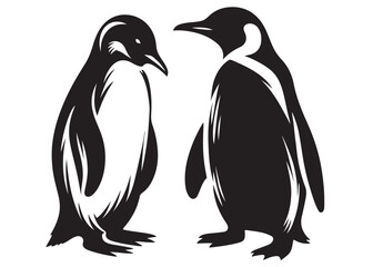 Naklejka premium silhouette vector penguin logo design, penguin logo icon silhouette, ice polar penguin logo silhouette vector, logo design of black penguin icons isolated on white background