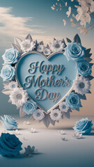 Happy mother's Day blue rose poster