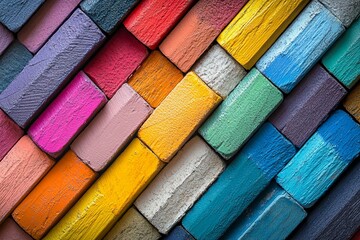 A close up view of many colorful pastel art sticks