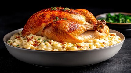 Roasted turkey feast kitchen food photography cozy setting close-up culinary delight