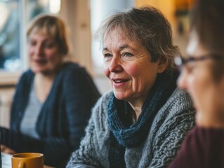 Fototapeta premium Support group gathering, individuals sharing stories and encouragement, promoting Parkinson's awareness