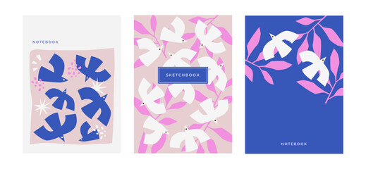 abstract trendy bold dove bird design in modern bold style. design for planner, brochure, book, Notebook covers, print, journal, invitation card designs