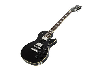 Black Electric Guitar. Classic Rock and Blues Instrument. illustration guitar. isolated on white background.