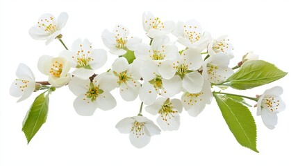 Fototapeta premium Beautiful Spring Blossom Branch Delicate White Flowers Nature Photography Isolated Floral Image Fresh Springtime Botany White Blossoms Botanical 