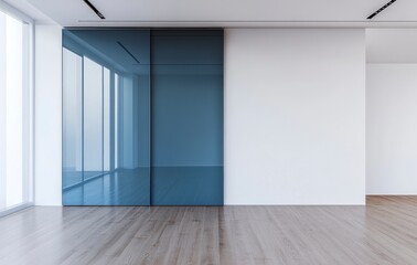 Fototapeta premium Modern Apartment Interior with Sliding Doors and Light Wooden Floors