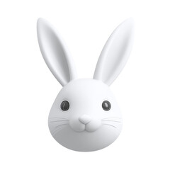 Fototapeta premium Minimalist bunny head with soft rounded edges, isolated on white background