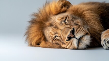 Obraz premium Majestic lion captured in a tranquil moment of peaceful slumber