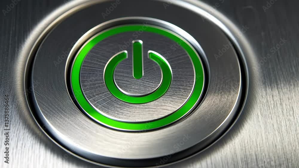 Aufkleber clean technology design with metallic power button symbolizes innovation and efficiency, enhancing u