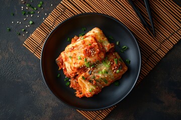 Kimchi on Plate with Chopsticks a Traditional Korean Fermented Food