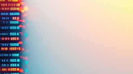 Abstract Digital Lock Concept with Glowing Binary Code Stream on a Warm Blurred Background Image