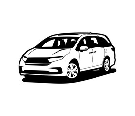 vector monochrome mpv premium car model illustration