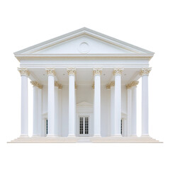 Fototapeta premium Frontal View of New Symmetrical Neoclassical Government Structure on Transparent Background