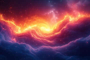 Fototapeta premium Fiery cosmic clouds swirling in space