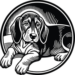 Fototapeta premium a-dog-silhouette-with-floppy-ears--relaxed-pose- (1).eps