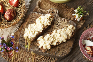 Bread spread made of hard-boiled Easter eggs