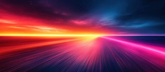 Obraz premium Neon Road to Sunrise Horizon