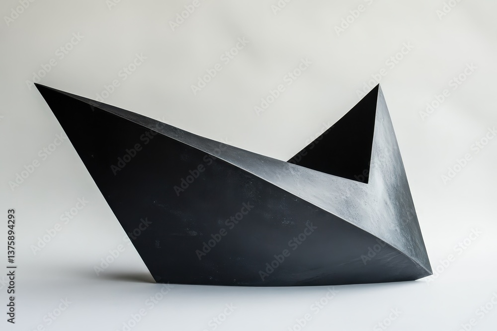 Poster an abstract sculpture featuring sharp angles and striking geometric forms