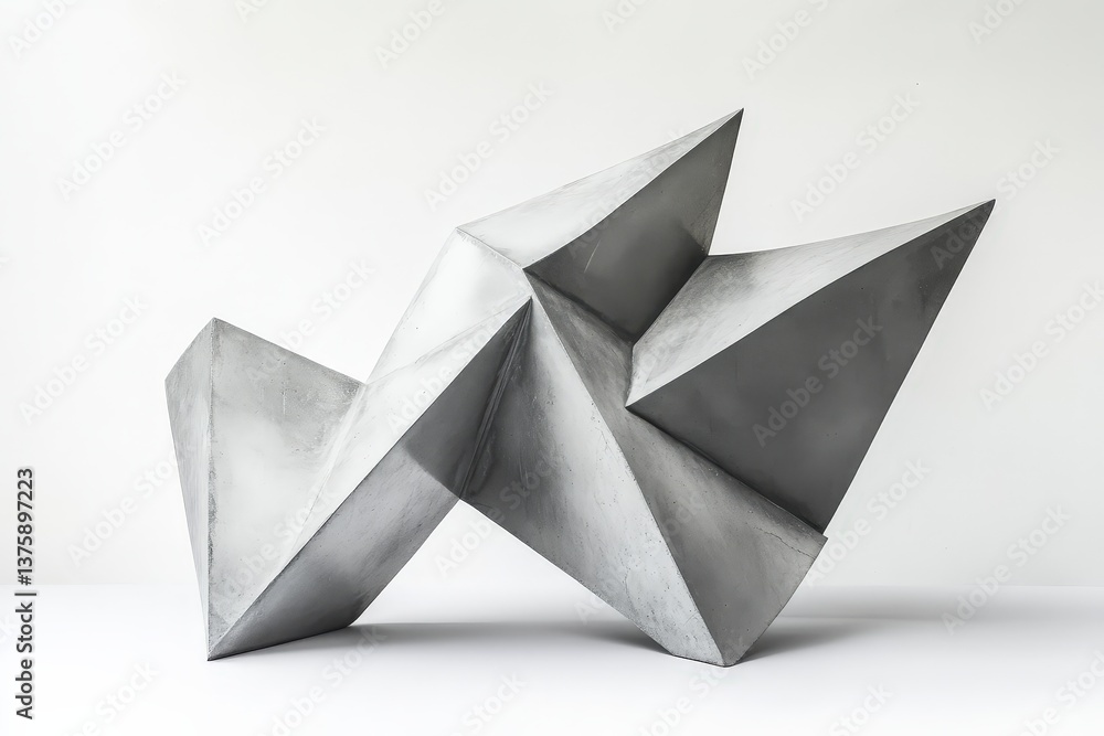 Poster a geometric sculptural form made of overlapping angular planes