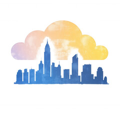 Fototapeta premium A vibrant skyline silhouette with colorful clouds. Ideal for representing urban life, modern architecture, and cityscapes. Perfect for creative projects and graphic designs.