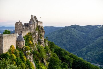river Danube, ruin Aggstein, Wachau, Lower Austria, Austria