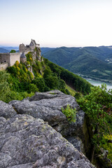 river Danube, ruin Aggstein, Wachau, Lower Austria, Austria