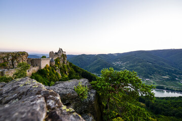 river Danube, ruin Aggstein, Wachau, Lower Austria, Austria