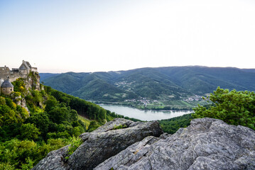 river Danube, ruin Aggstein, Wachau, Lower Austria, Austria