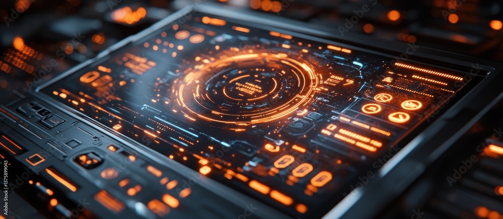 Poster futuristic hud display with glowing interface