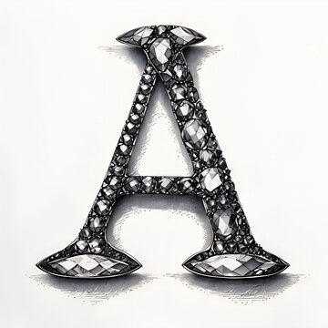 lettera a in monogramma composta da diamanti utile per tatuaggi o font, Letter A in monogram composed of diamonds useful for tattoos or fonts