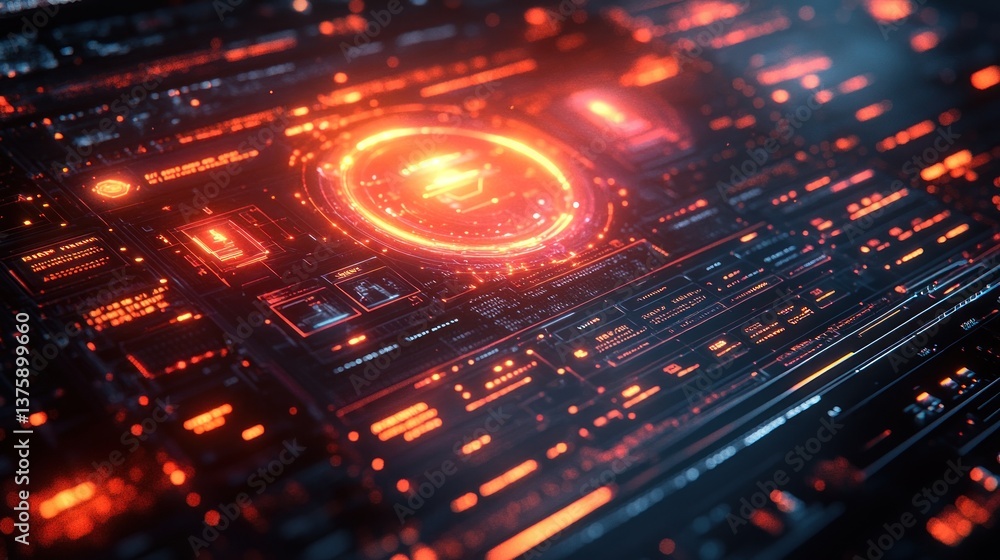 Poster futuristic hud display with glowing interface