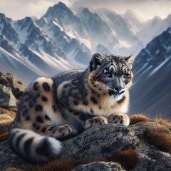 Obraz premium Panthera uncia A cat adapted for