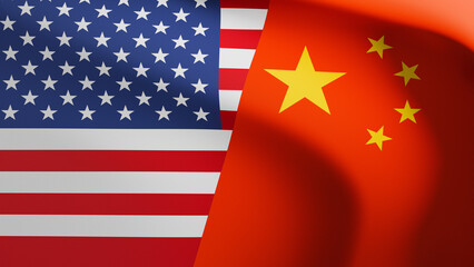 USA and China relations. USA and China flag