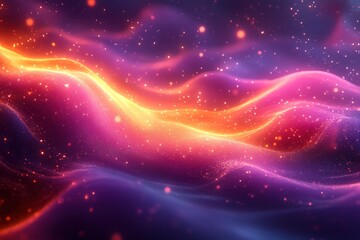 Obraz premium Abstract glowing wavy energy particles in vibrant colors