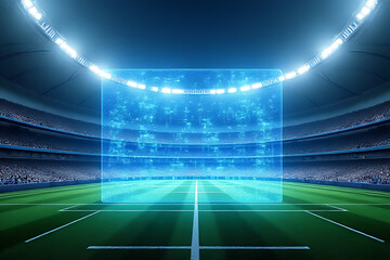 Virtual reality sports analysis stadium digital visualization outdoor aerial view technology concept