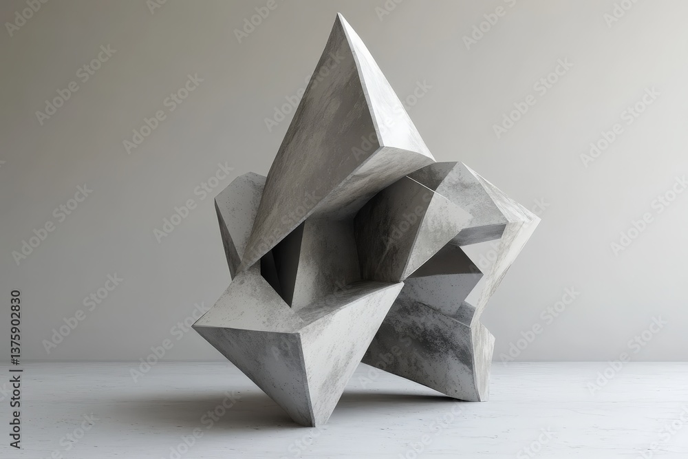 Aufkleber a geometrically abstract concrete sculpture with sharp angular shapes