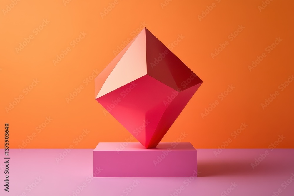 Poster a geometric abstract composition featuring colorful shapes and blocks
