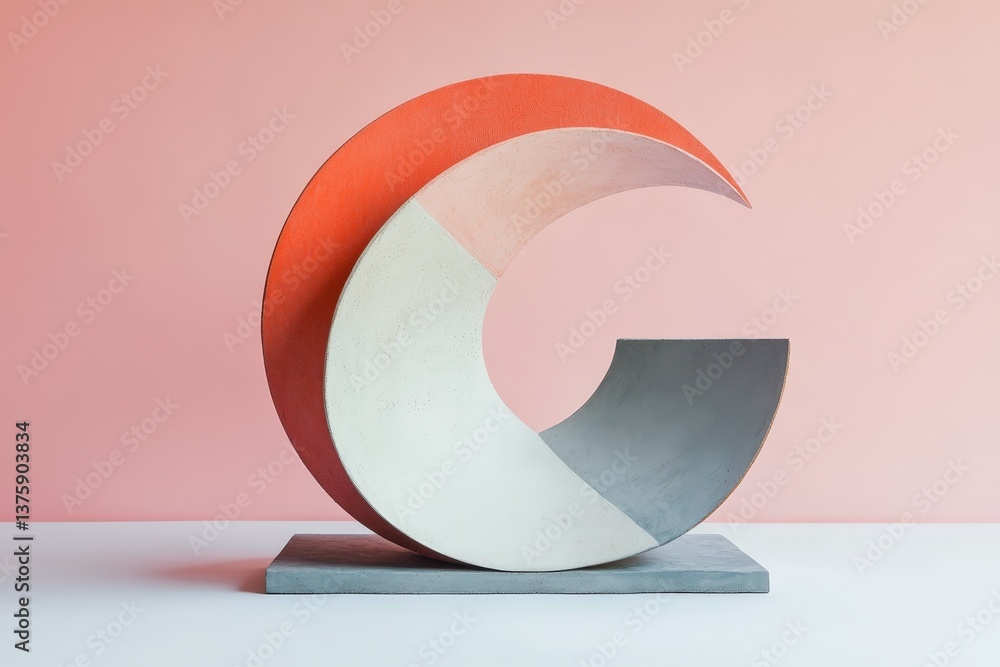 Poster abstract sculpture displaying curved geometric forms on a plain background