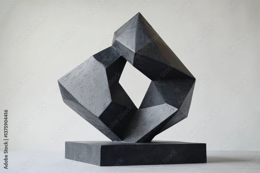 Poster abstract geometric sculpture composed of multiple angled gray elements
